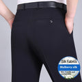 Men's Mulberry Silk Suit Pants Business Straight High Waist Non-ironing