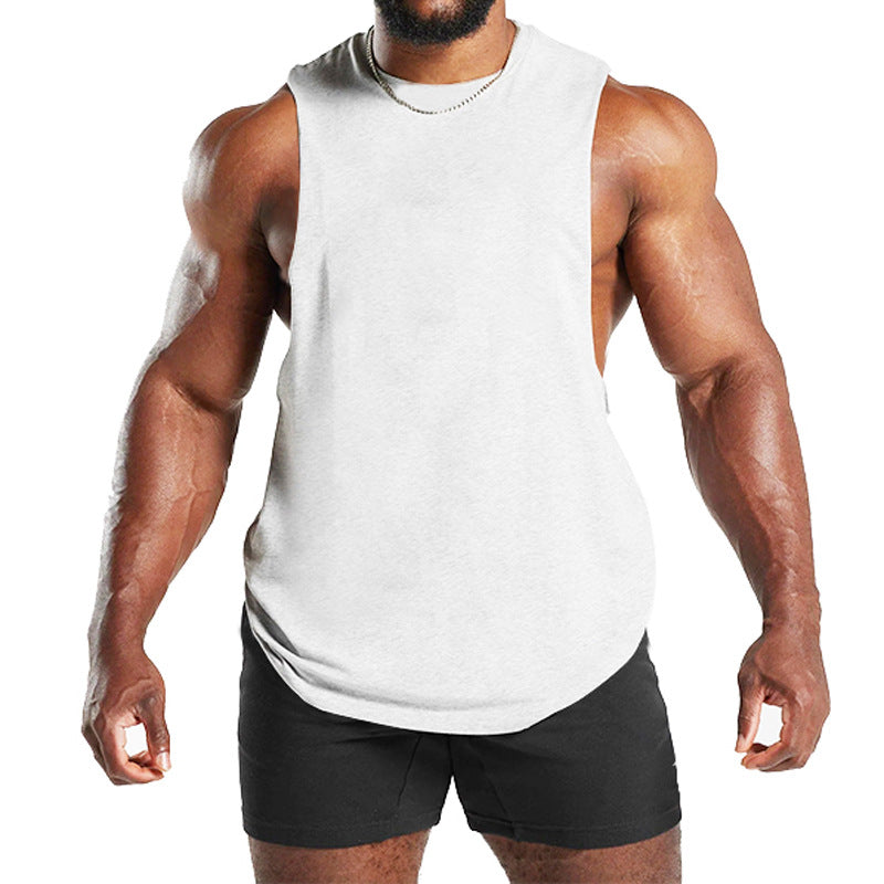 New Fitness Wide Shoulder Vest Men's Solid Color Sports Casual