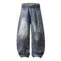 Washed And Worn Wide Leg Machete Inside-out Wear Jeans