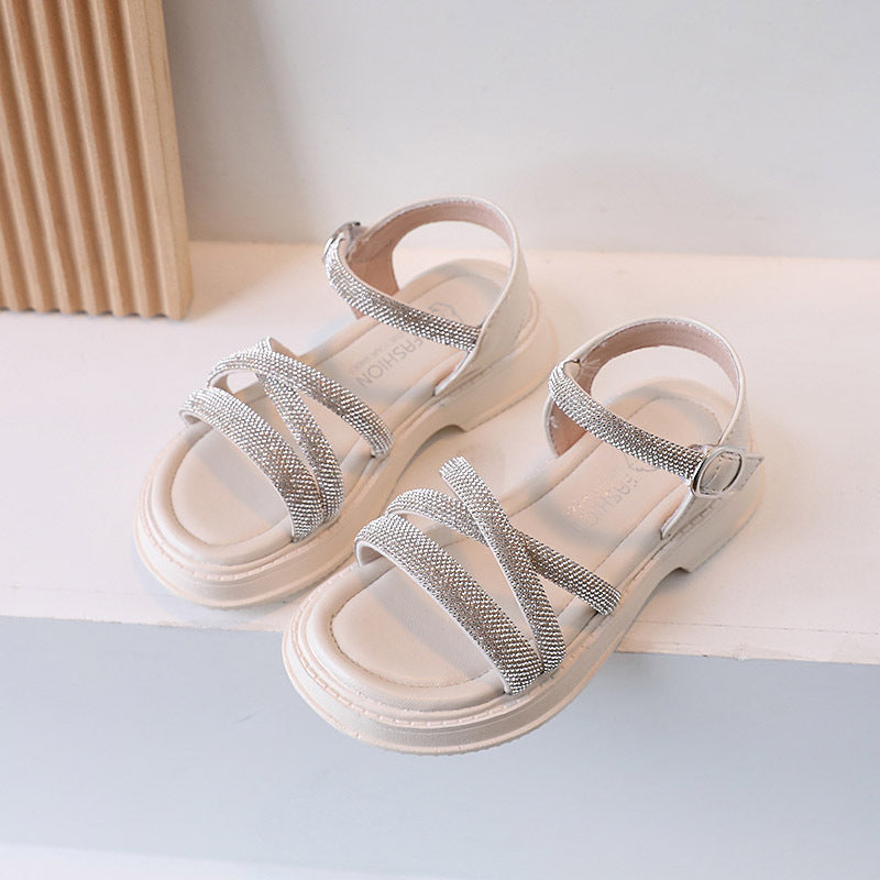 Girls' Fashion Simple Rhinestone Decorated Sandals