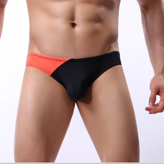 Men's Ice Silk Underwear U Convex Color Matching Briefs