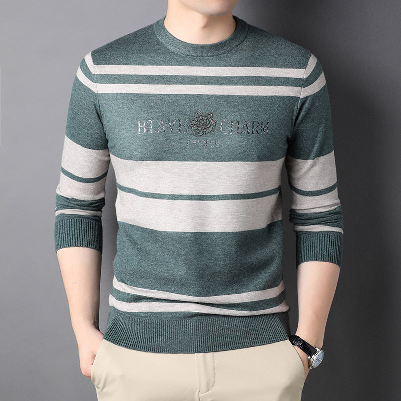Middle-aged Round Neck Sweater Knitted Thin Bottoming Shirt Autumn Coat
