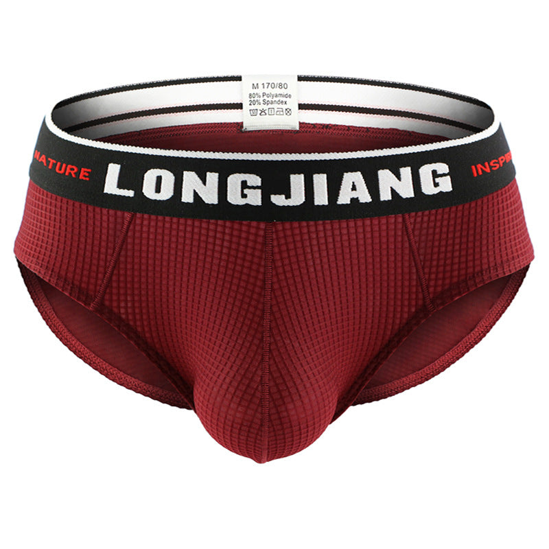 Men's U Convex Nylon Breathable Soft Mid Waist Briefs