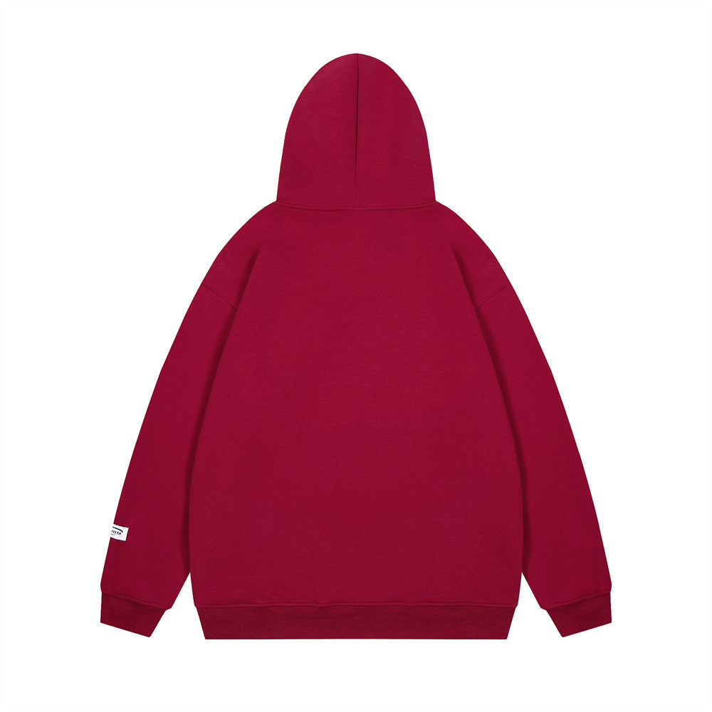 Letter Inkjet Printing Hooded Loose Sweater Men