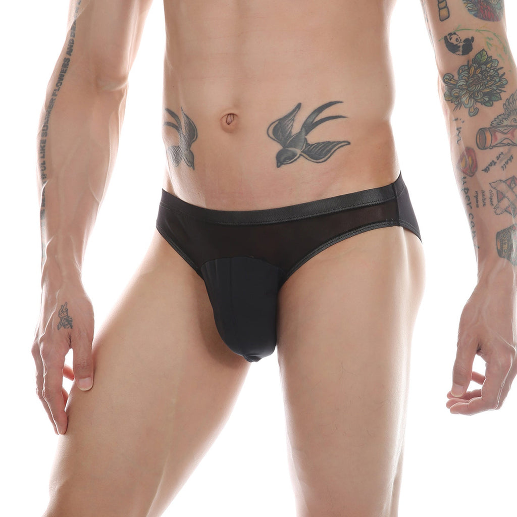Mens Mesh Sheer Briefs With A Faux Pouch