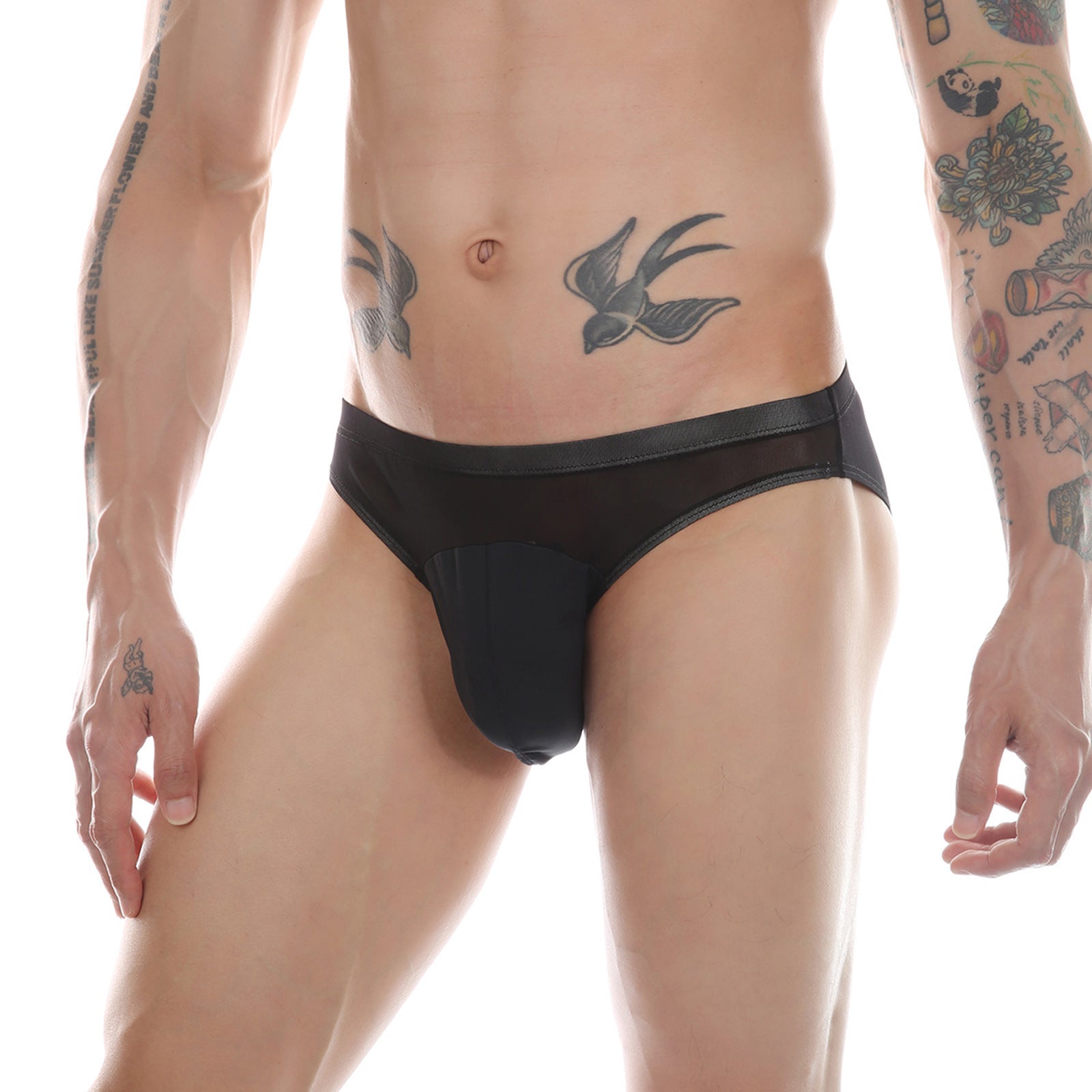Mens Mesh Sheer Briefs With A Faux Pouch