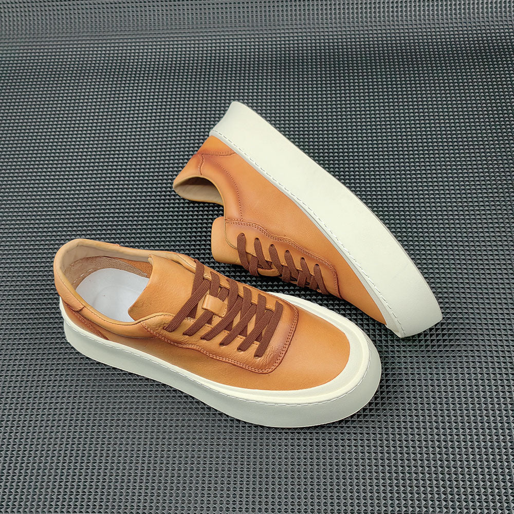 Boys First Layer Cowhide Board Shoes Thick Bottom