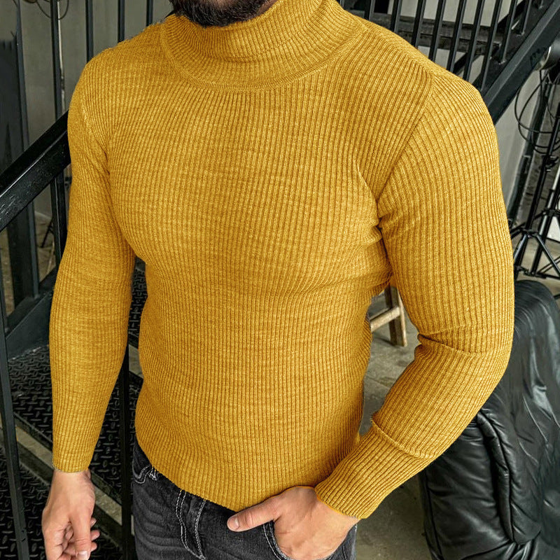 High-neck Slim-fit Long-sleeve Knitted Pullover Base Shirt