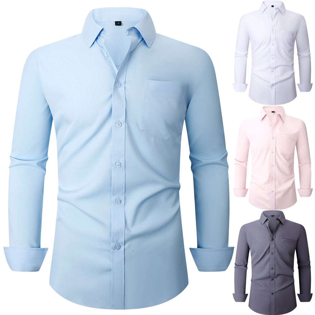 Casual Long Sleeve Business Blouse Men
