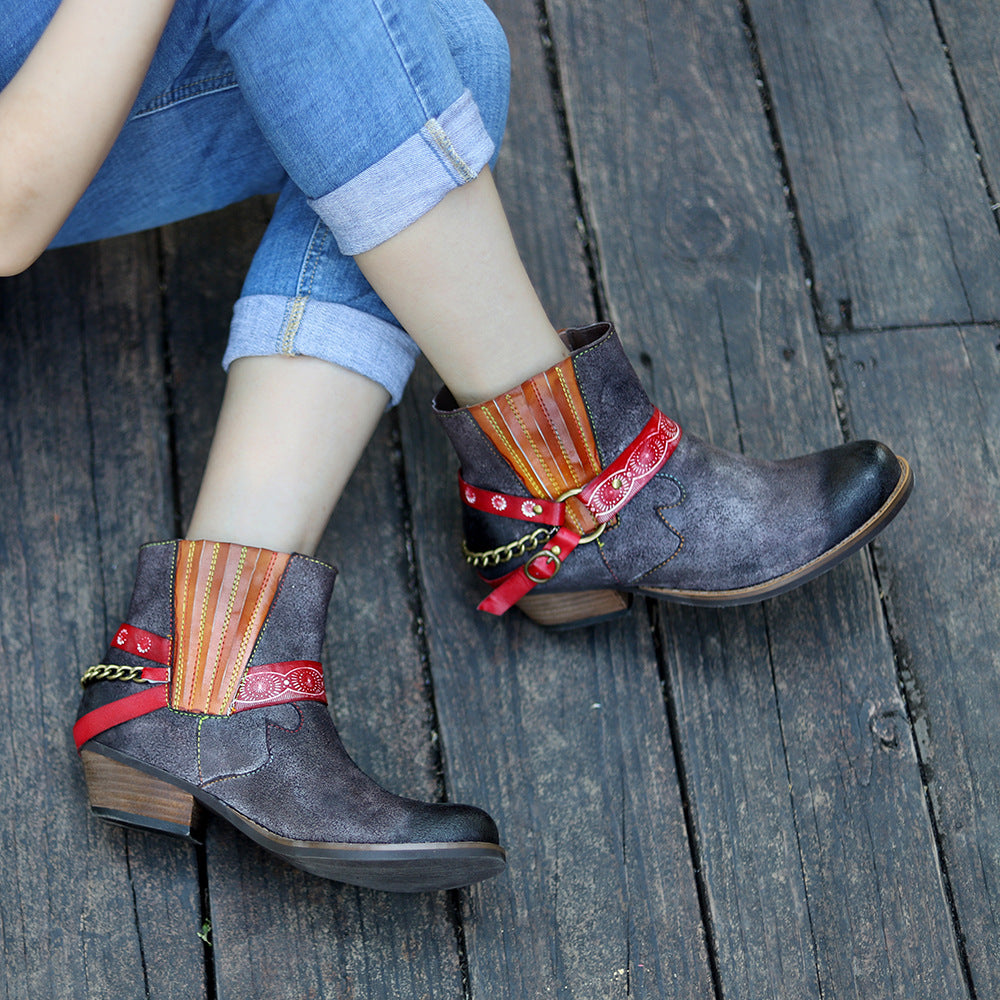 American Fashion Handmade Frosted Cowboy Boots And Ankle Women's Boots