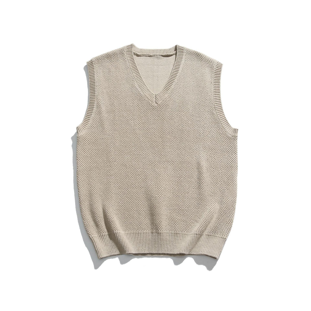 Solid Color Men's Sweater V-neck Knitted Vest
