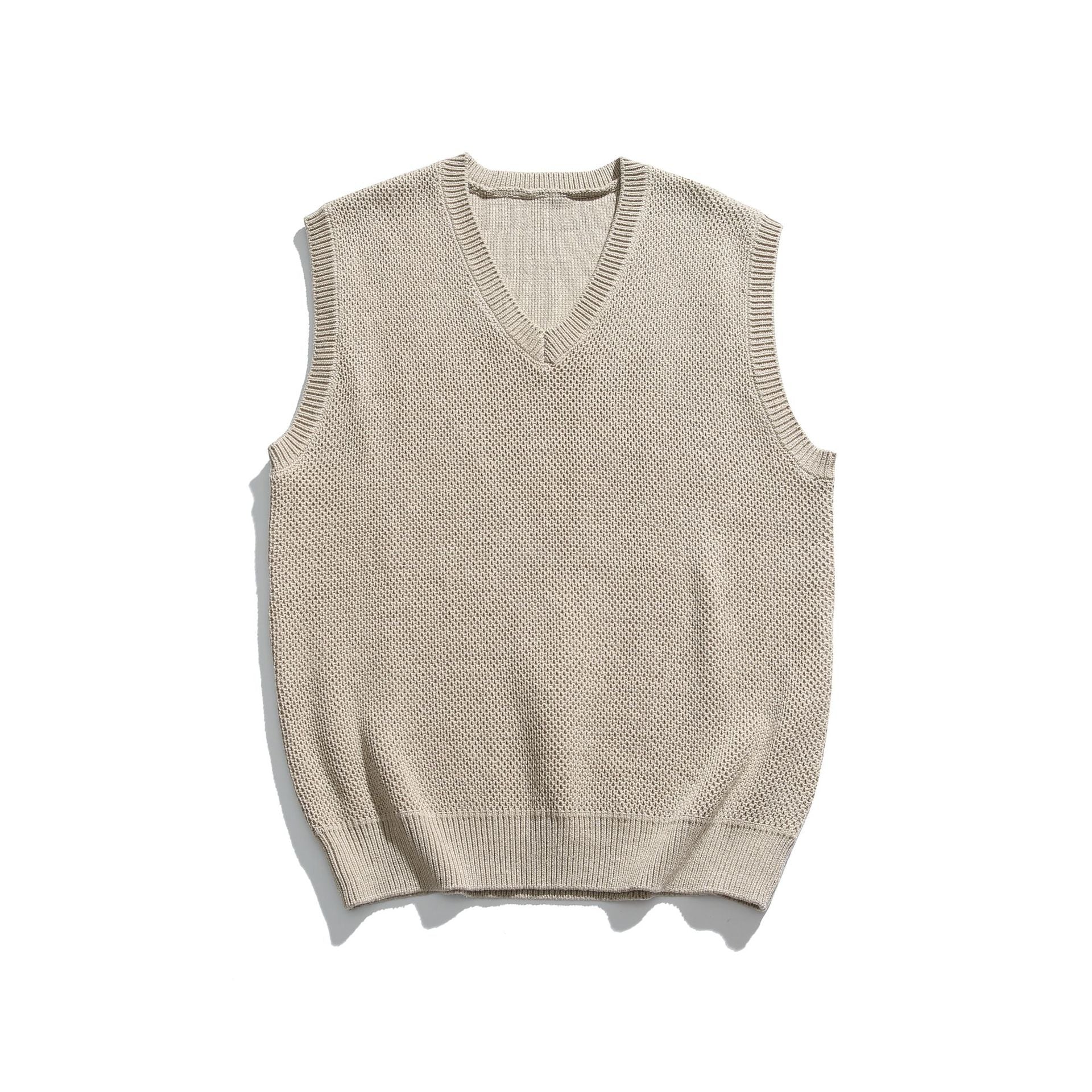Solid Color Men's Sweater V-neck Knitted Vest