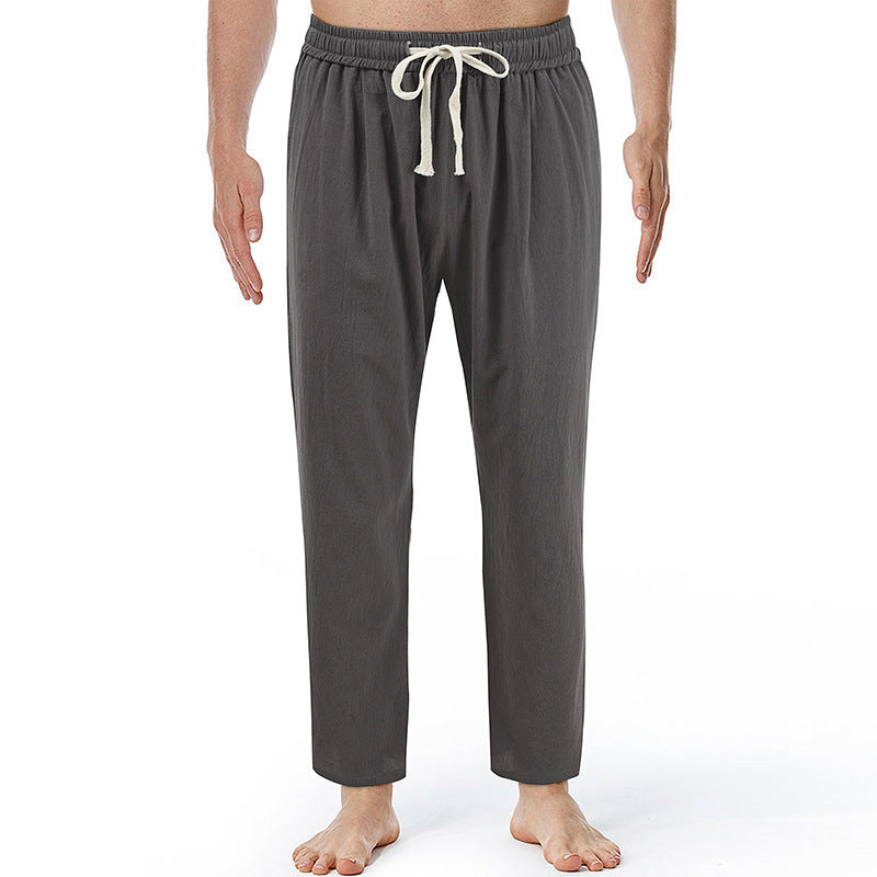 Loose-fit, Plus-size, Straight-leg Linen Pants, Korean-style Trendy Sporty-casual