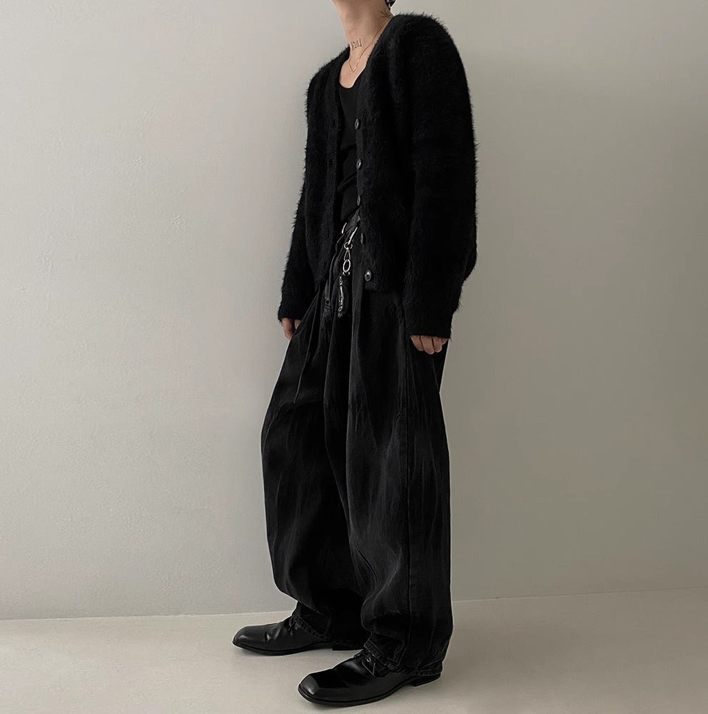 Autumn And Winter New Lazy Wind Mink Wool Knitted Cardigan Outerwear Men's Sweater Coat