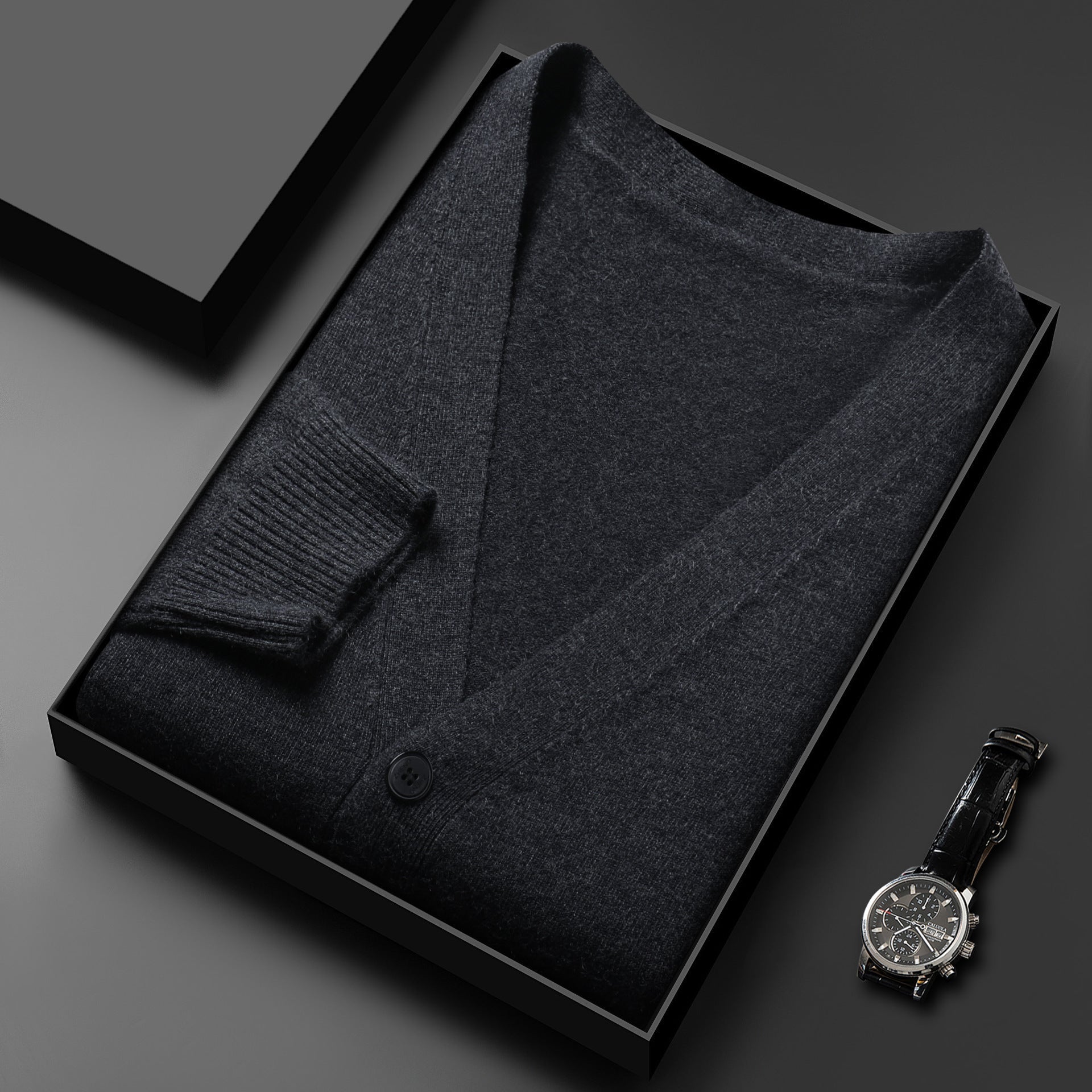 Men's Knitted Cardigan Solid Color And V-neck Sweater Coat For Men