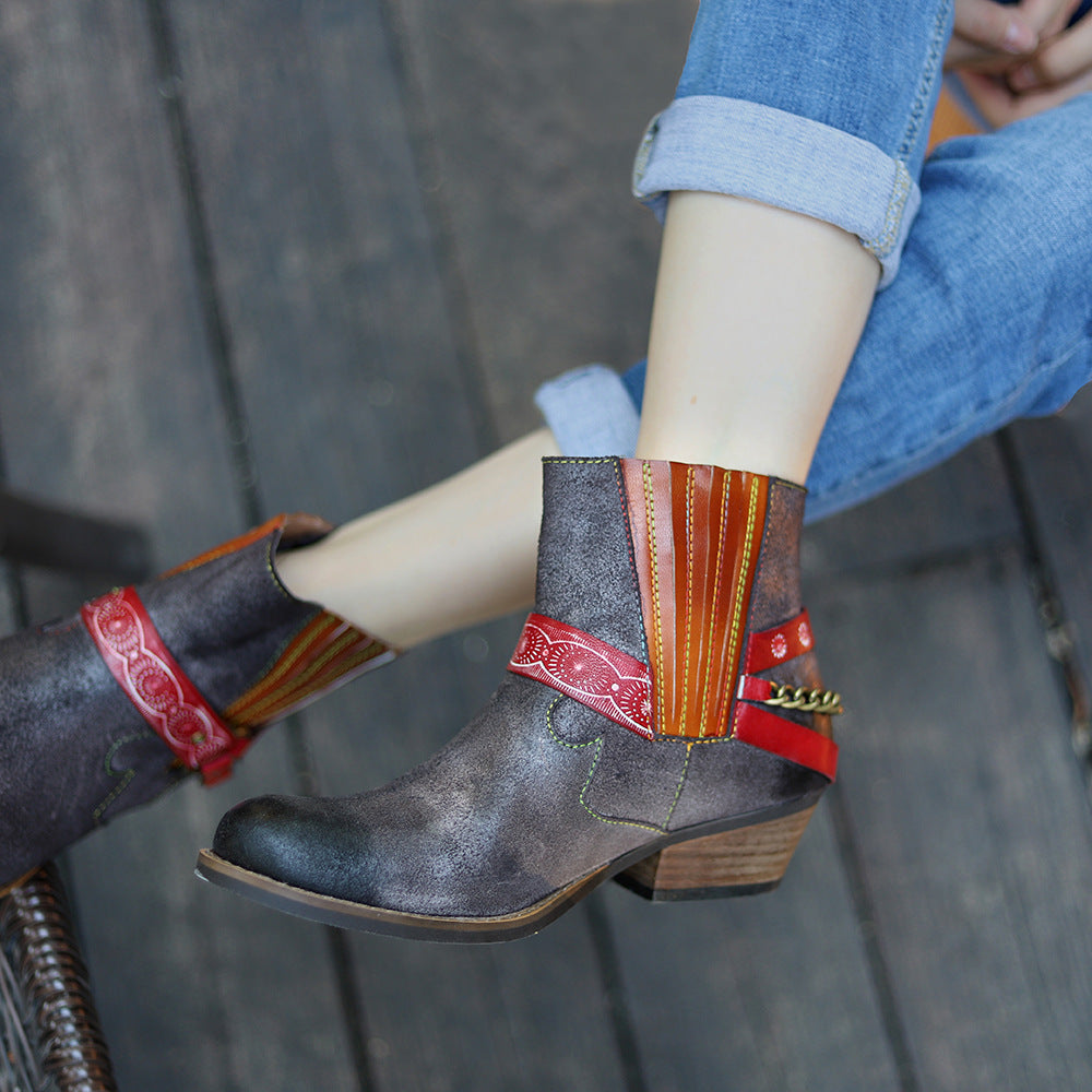 American Fashion Handmade Frosted Cowboy Boots And Ankle Women's Boots