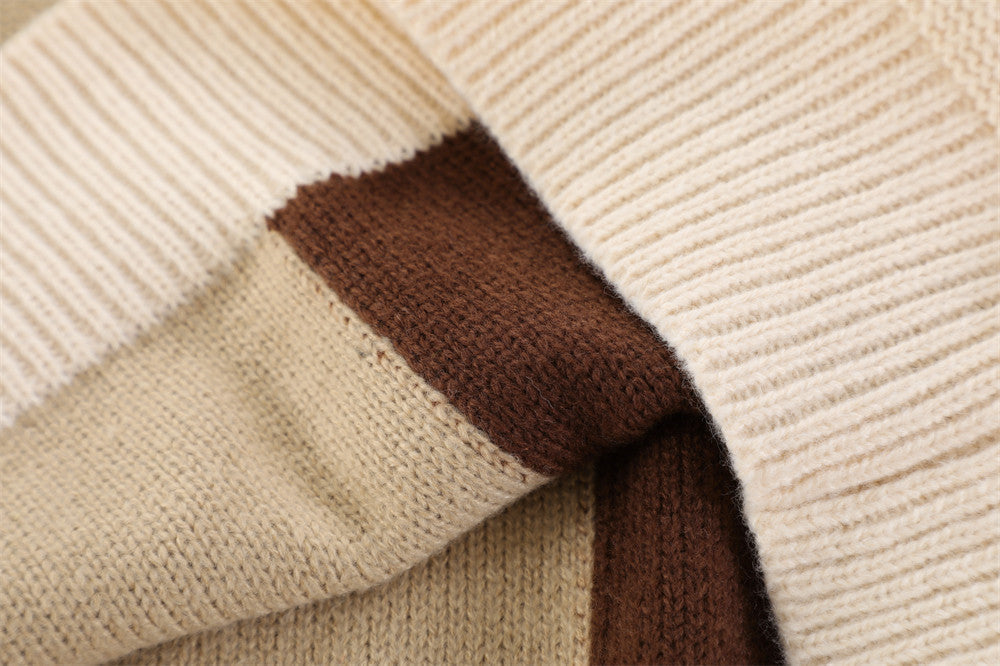 Fashion Brand Color Matching Stitching Vertical Stripes