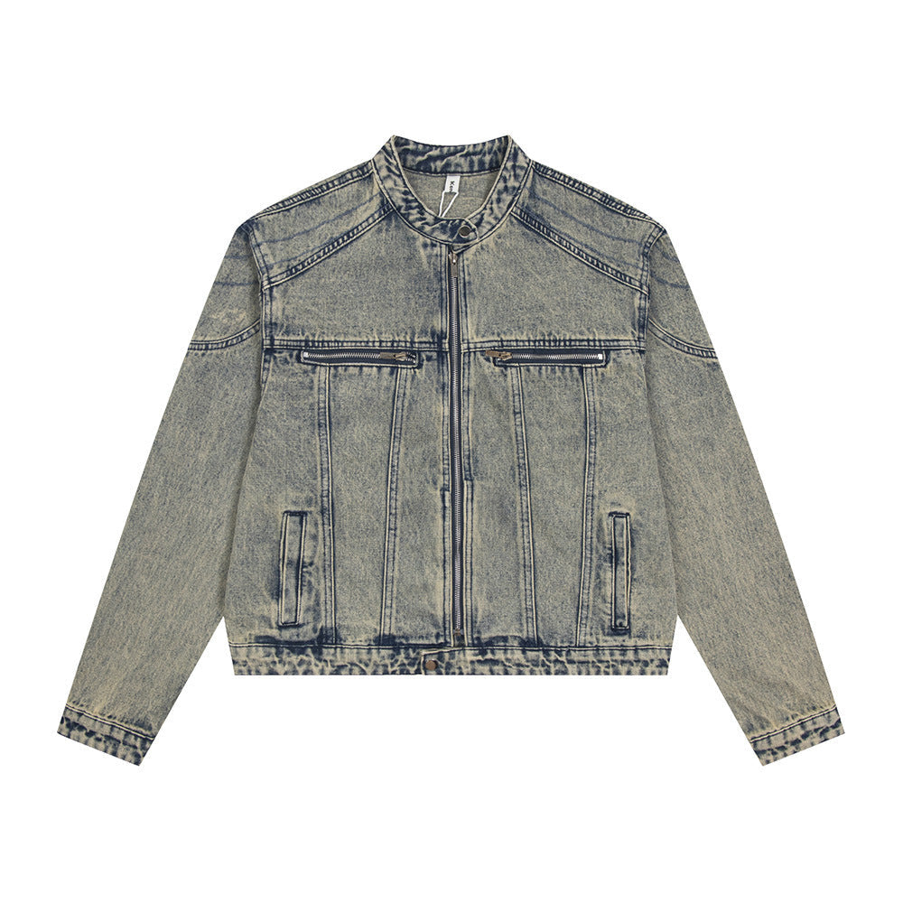 Short Denim Distressed Jacket Male
