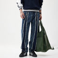 Frayed Stitching Jeans Men's Loose Straight Washed Trousers