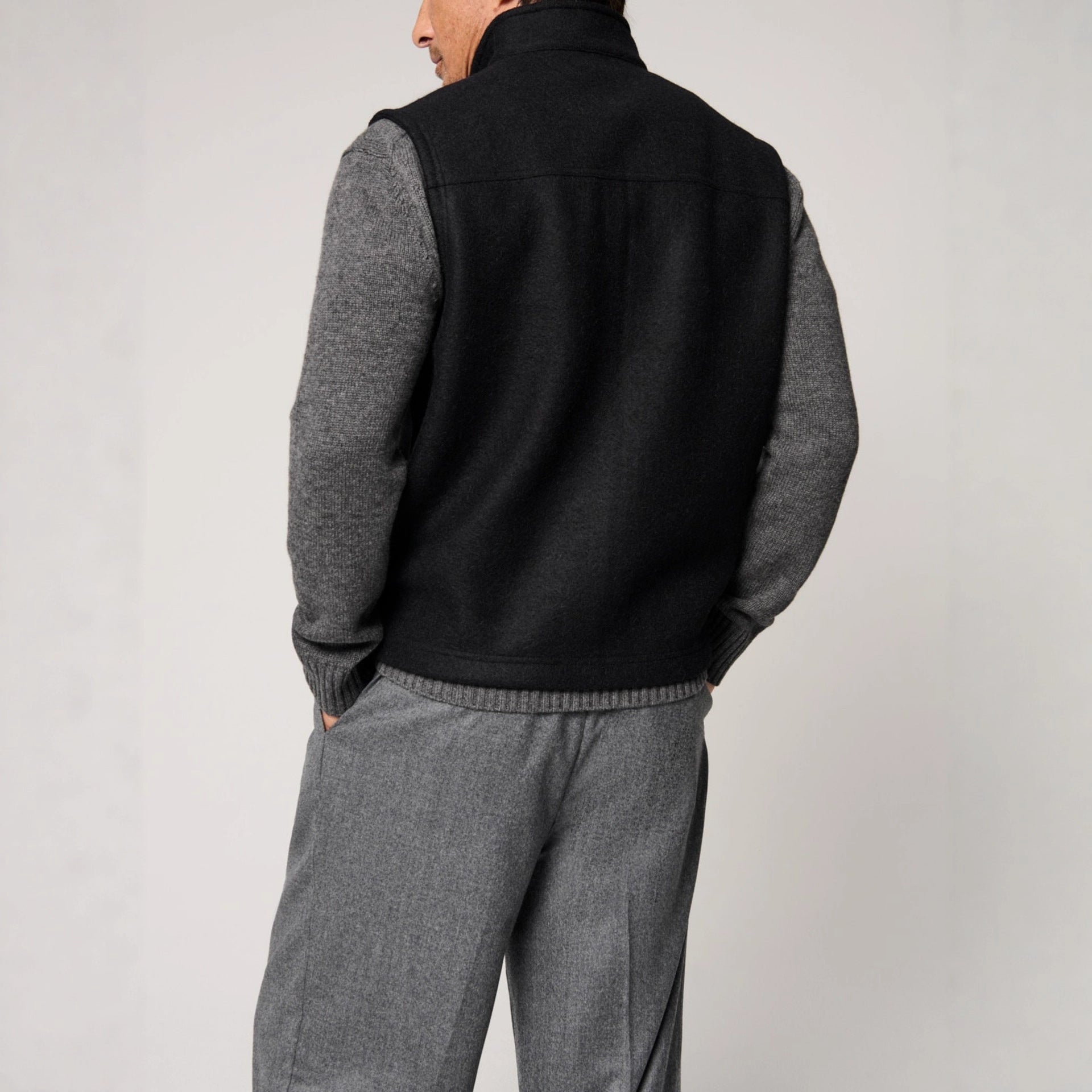 Men's Fine Autumn And Winter Blended Thermal Zipper Vest