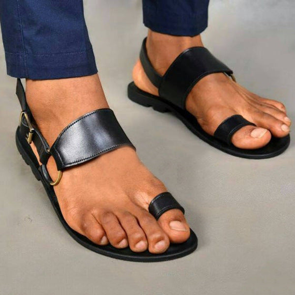 Flat Bottom Square Toe Front And Rear Empty Casual All-match Men's Single Shoe Sandals