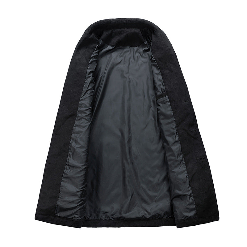 New Men's Casual Loose Mid-length Woolen Trench Coat