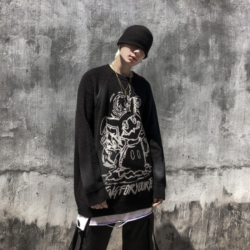 Autumn And Winter Thick Embroidered Hip-hop Long-sleeved Couple Sweater