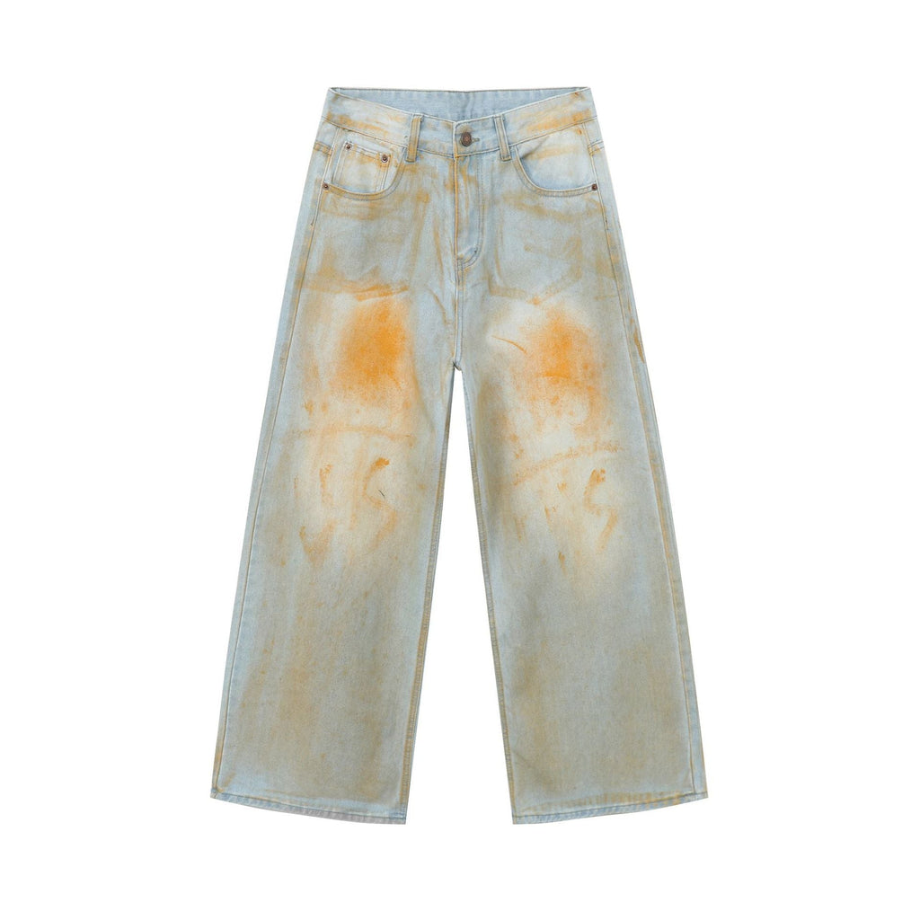 Men's Retro Loose Straight Jeans With High Street Design