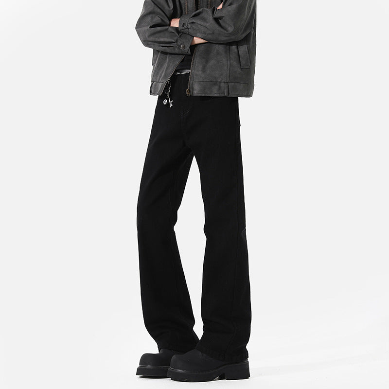 Spring And Autumn Elastic Black Bootcut Denim Jeans