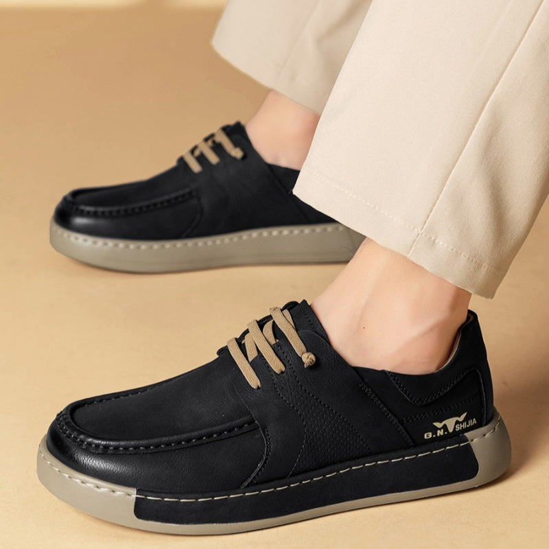 New Bean Shoes Thick Bottom Men's Shoes Slip-on British Casual Sneakers