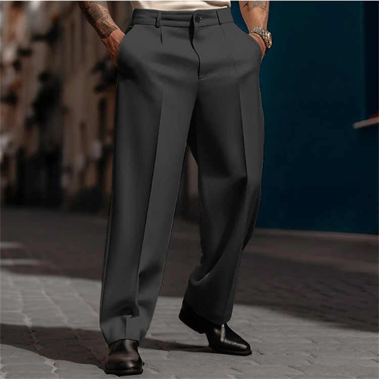 Men's Formal Wear Diagonal Pocket Straight Solid Color Breathable Outdoor Daily Outdoor Fashion Suit Pants