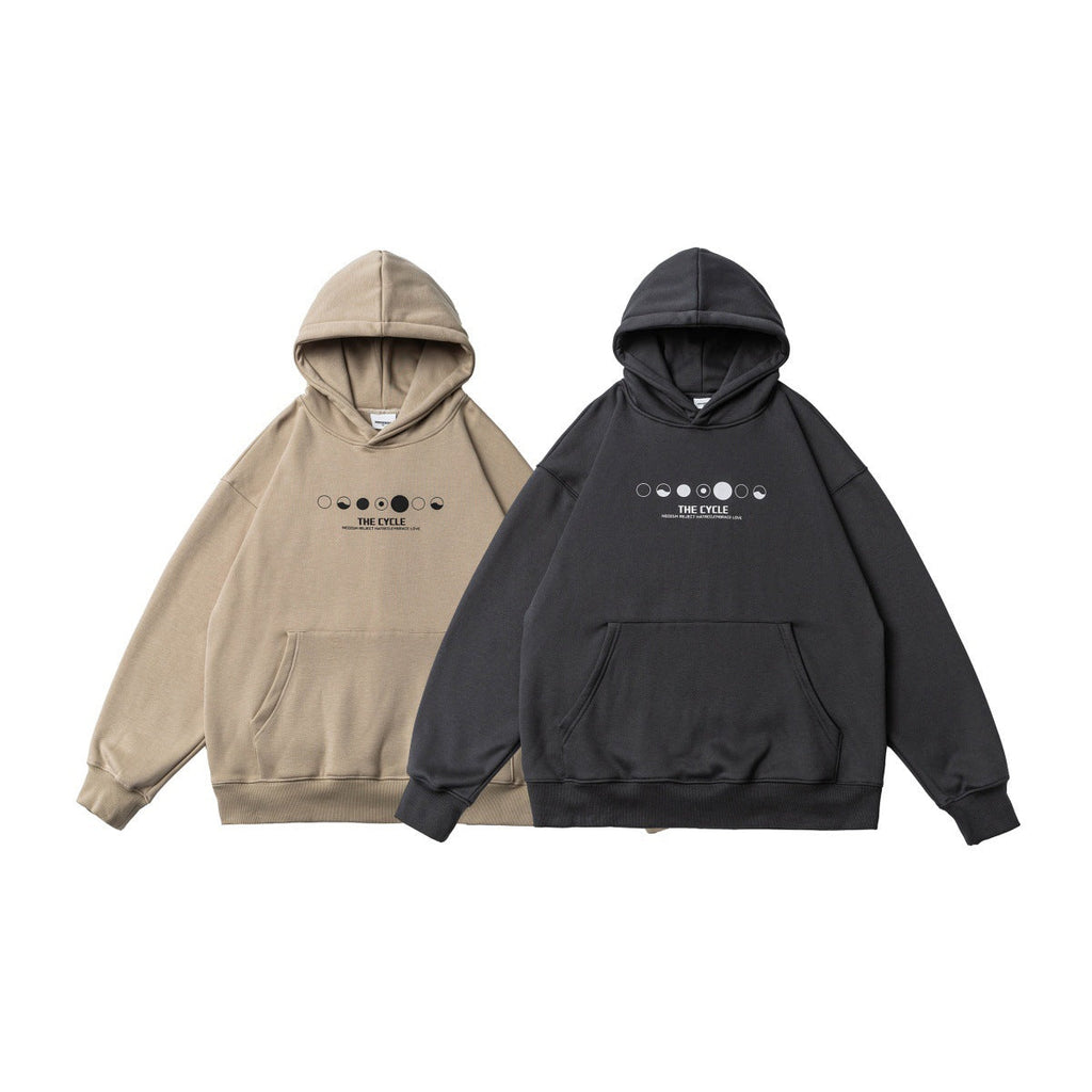 Printed Velvet Padded Hooded Sweatshirt Men