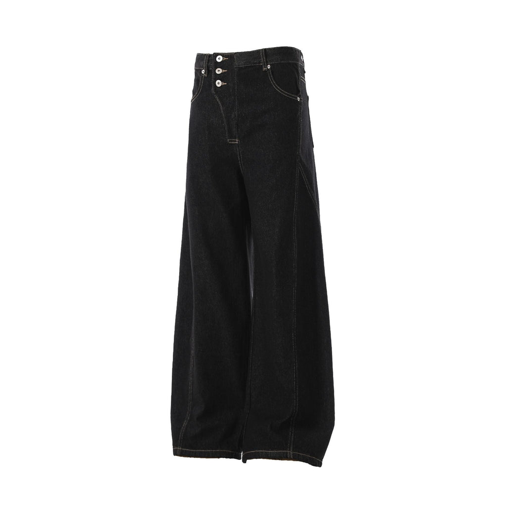 Irregular Design Men's Loose Curved Jeans