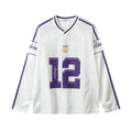 Digital Printed Long-sleeved T-shirt Jersey Contrast Color V-neck Top