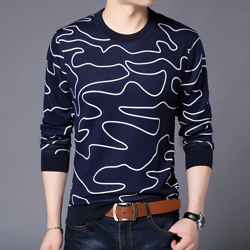 Middle-aged And Elderly Men's Round Neck Bottoming Sweater