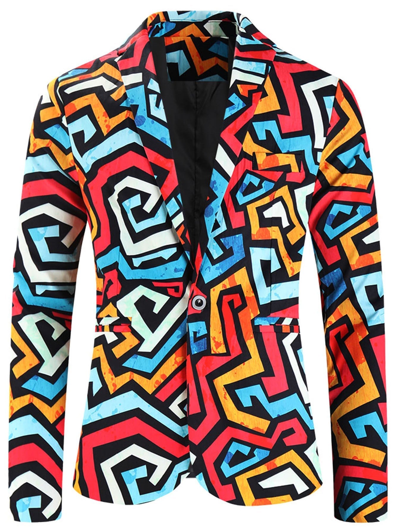 One Button Printing Leisure Suit Plus Size Men's Top