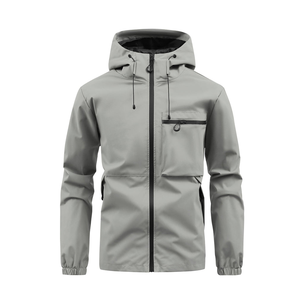 Men's Fashion Casual Hooded Solid Color Multi-pocket Work Pants Outdoor Coat