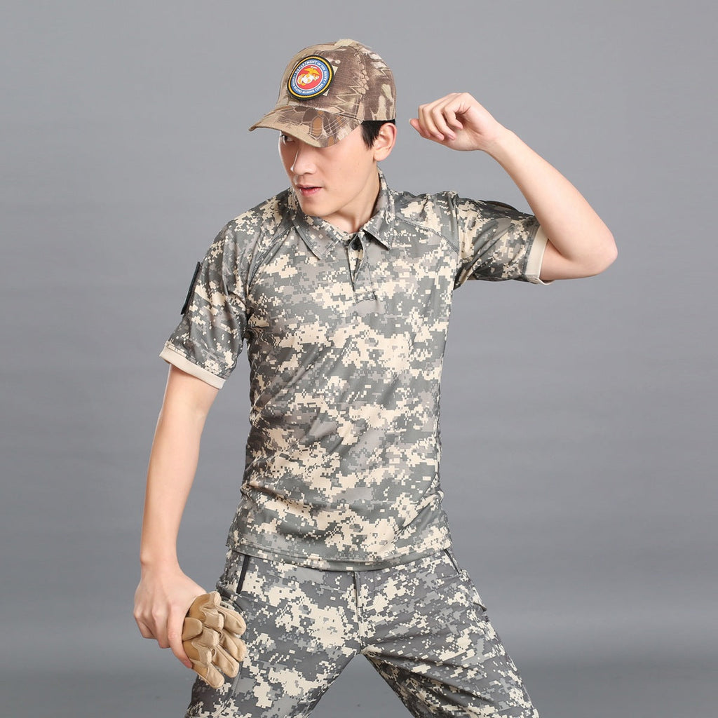 Tactical Camouflage Lapel T-shirt Outdoor