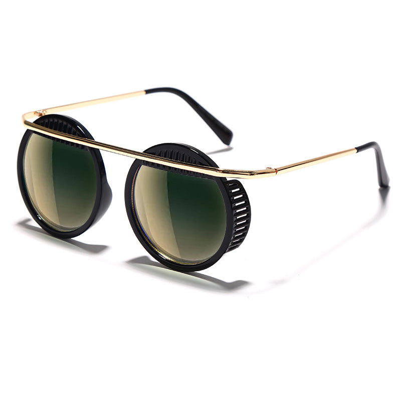 New round frame steampunk sunglasses