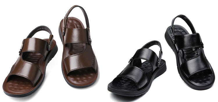 First Layer Cowhide Soft Sole Non-slip Men's Leather Sandals Men's Beach Shoes