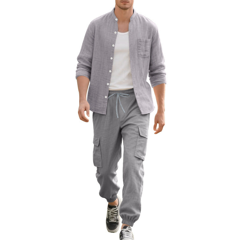 Long Sleeve Trousers Cardigan Casual Loose Beach Suit