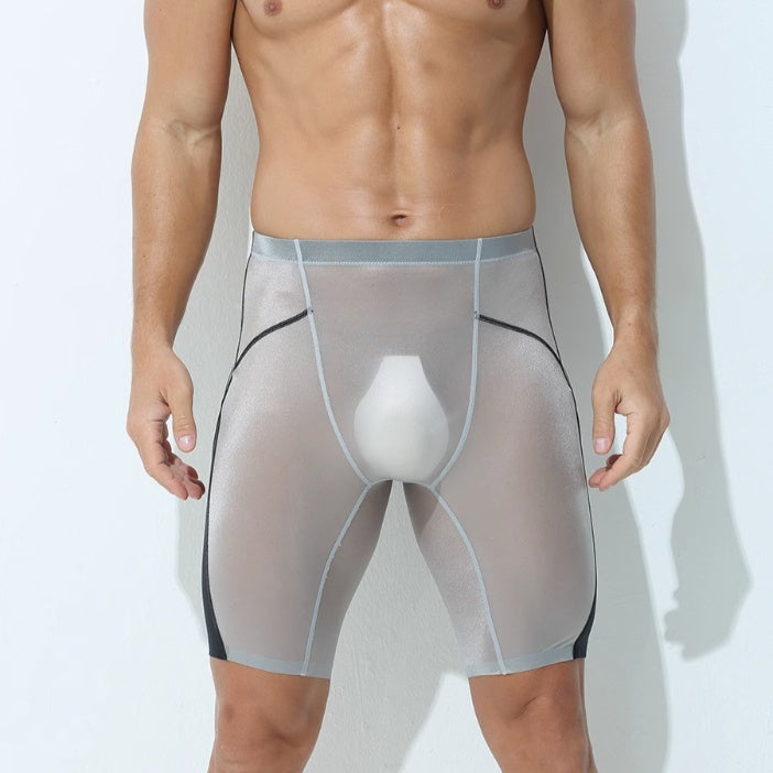 Ice Silk Sports Underpants Men's Non-trace Wear Leg Quick Dry Plus Long Wear Crotch