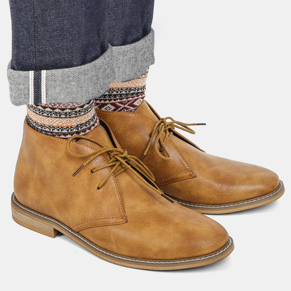 Large Size Men's Retro Color Rubbing Work Boots