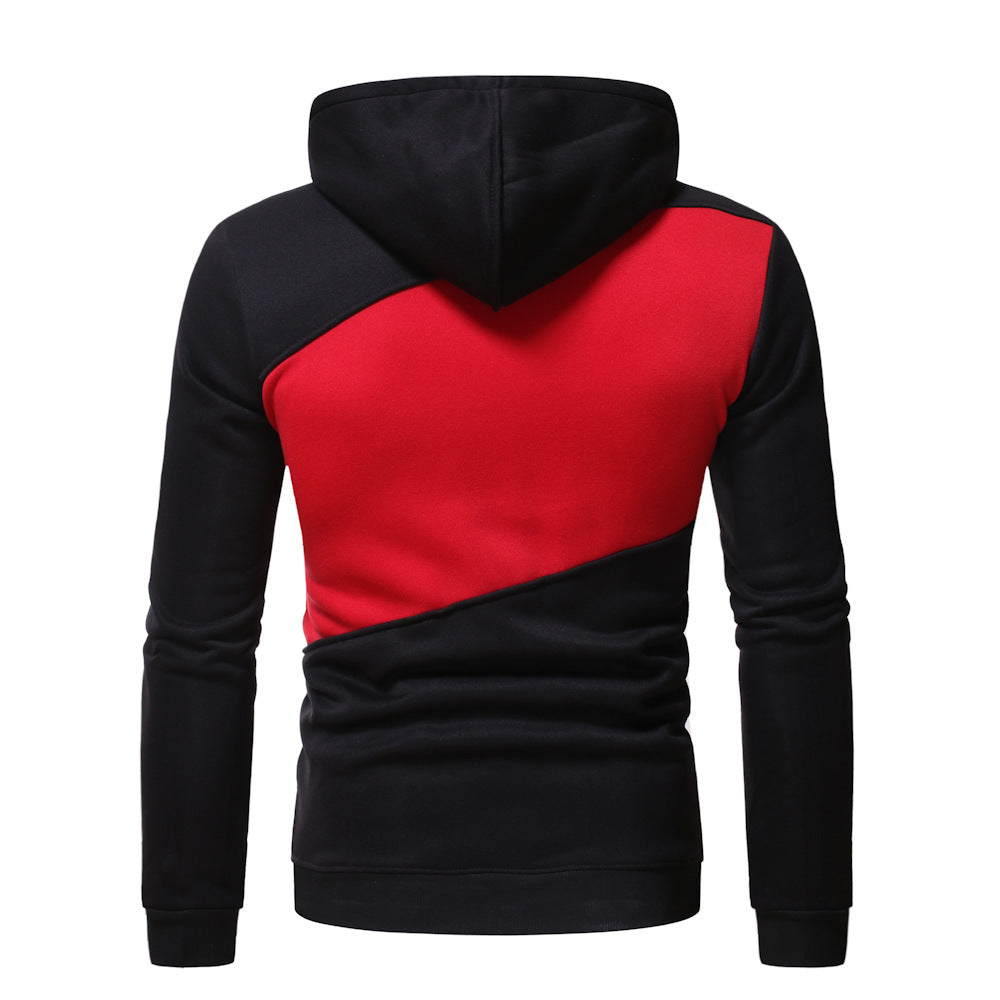 New Men's Color Matching Hooded Sweater