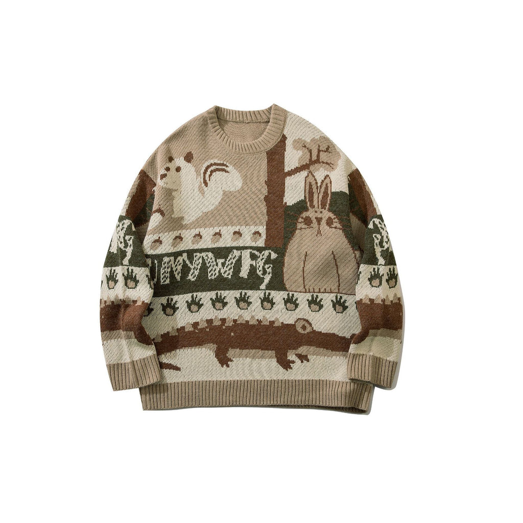 Round Neck Daily Retro Sweater Male Tide Card Autumn And Winter