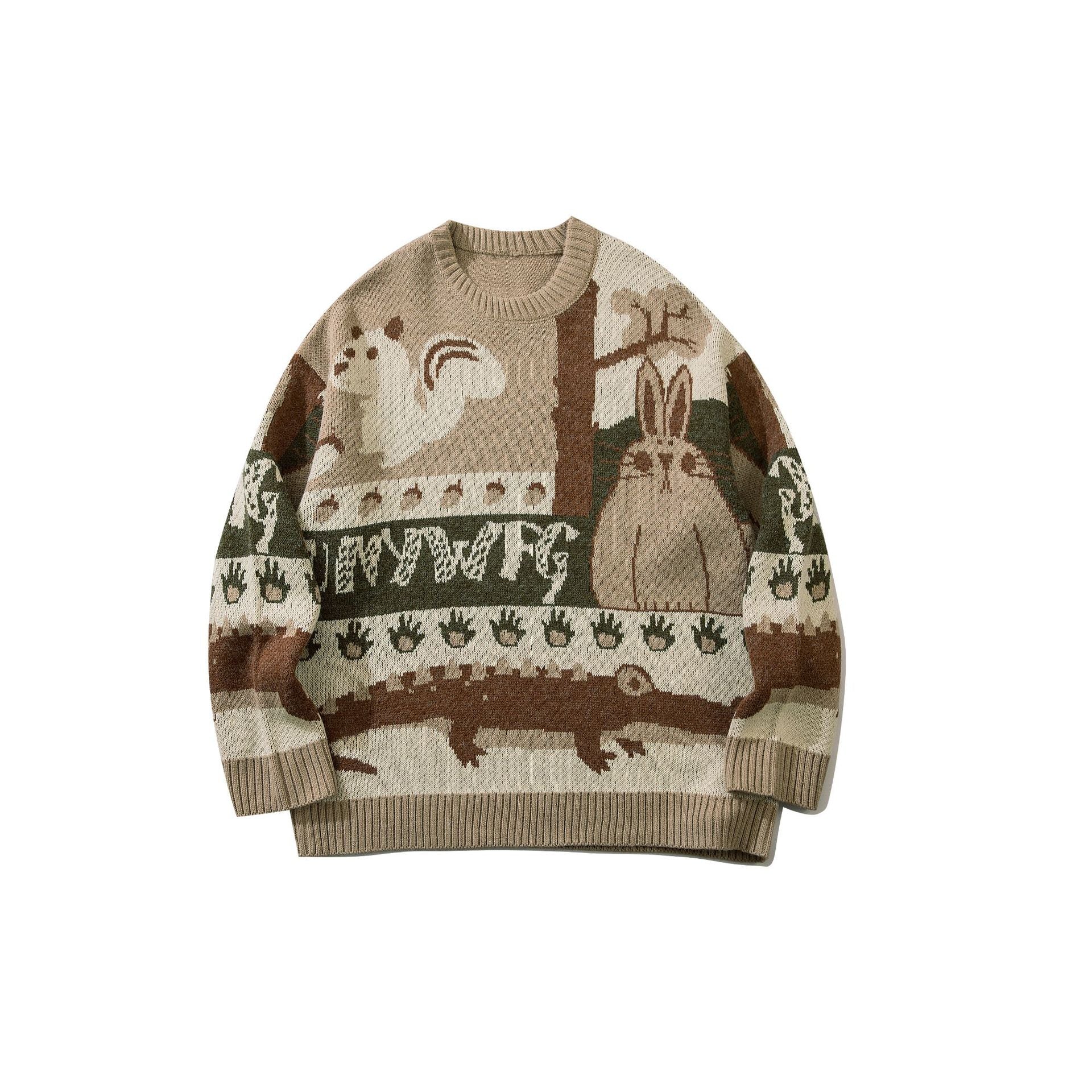 Round Neck Daily Retro Sweater Male Tide Card Autumn And Winter