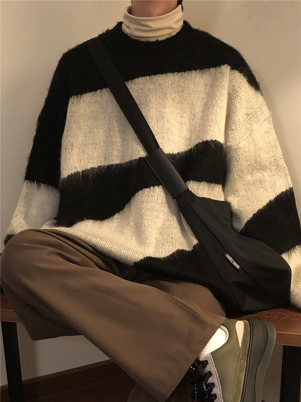 Autumn And Winter Loose American Retro Contrast Color Knitwear