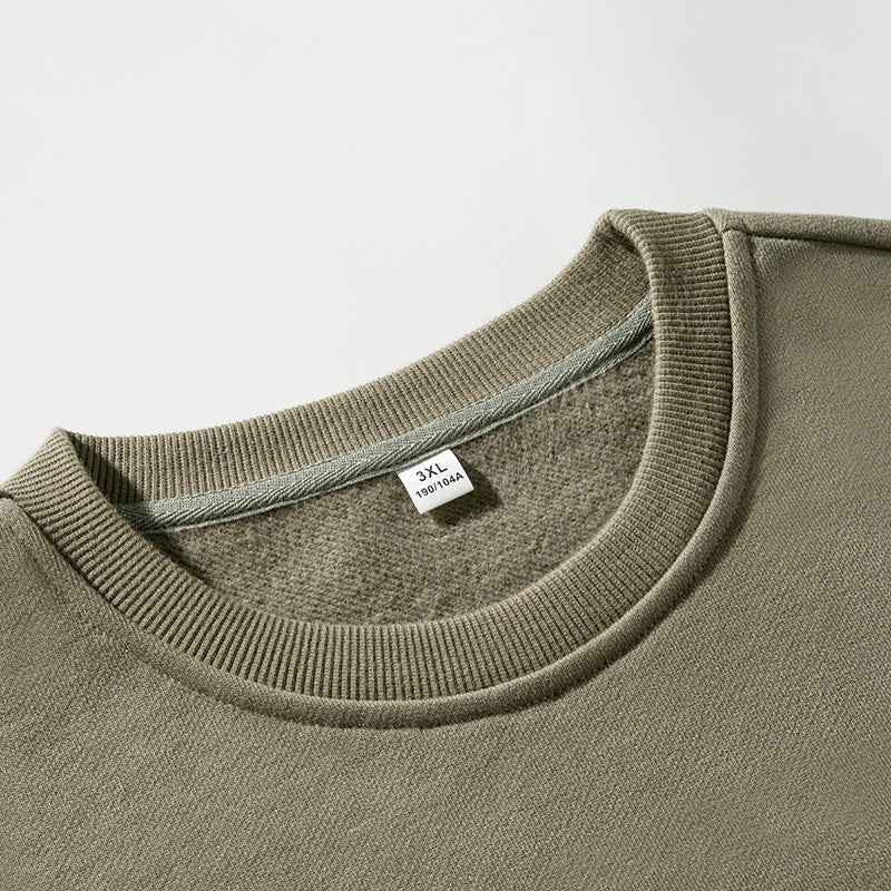 Round Neck Solid Color Autumn And Winter New American Retro Fashion Brand Couple Baggy Coat