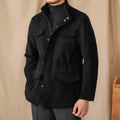 Elastic Waist Stand Collar Jacket Multi-pocket Safari Vintage Coat