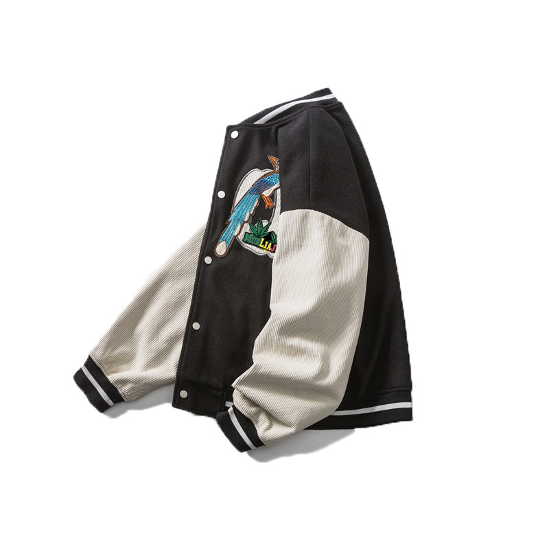 Men's New Jacket Embroidered Standard Woolen Stand Collar Baseball Jersey